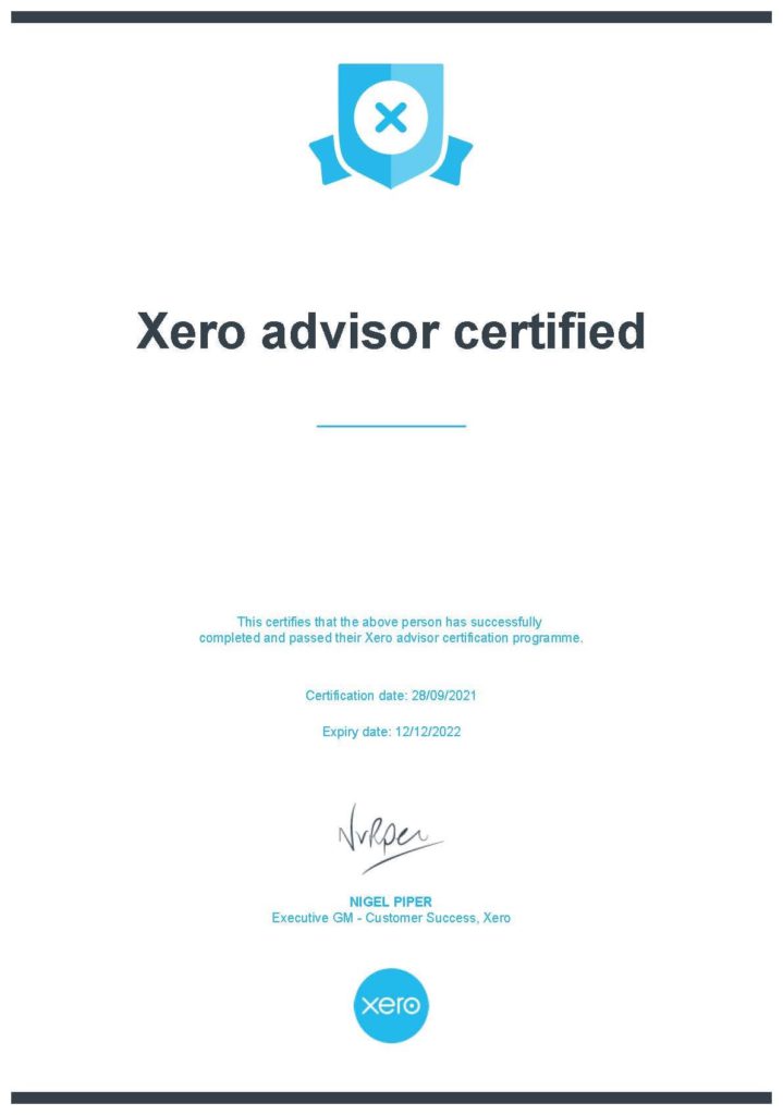 Xero Advisor Certificate